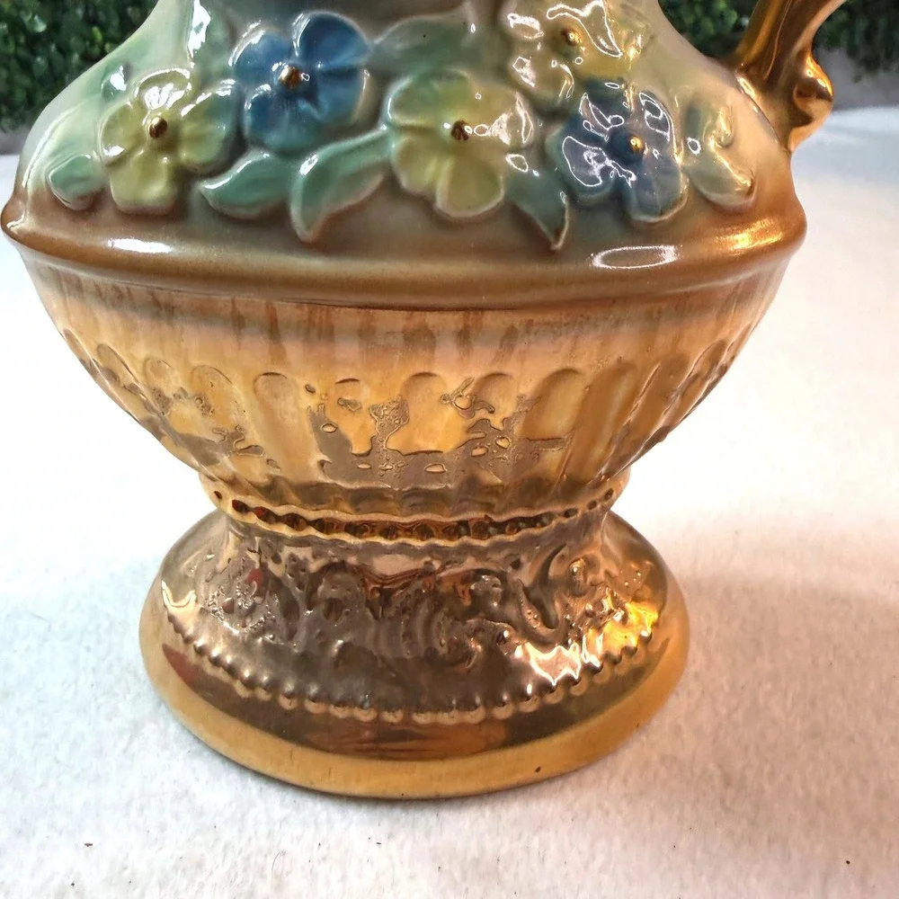 Vintage Regal China 1976 Floral Decanter Bottle 22K Gold Wash MCM Kitsch Barware